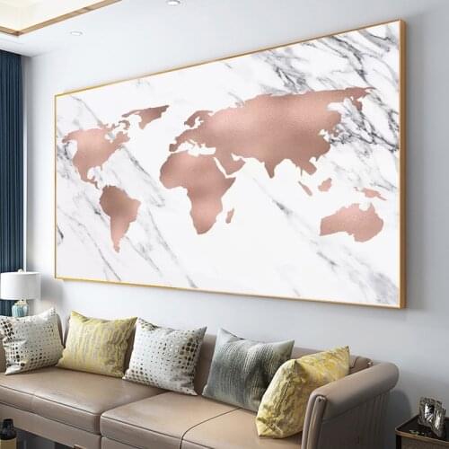 Modern World Map Canvas Decorative Painting Earth Picture Posters and Prints Wall Street Art Picture for Living Room Home Decor