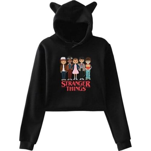 Girls Cute Stranger Things Hoodie Casual Cotton Hip Hop Sweatshirt Women Kpop Pullover Fleece Warm Harajuku Sportswear Tops Gift