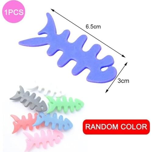 Cable Winder PVC Mini Cartoon Fish Bone Cord Organizers Headphone Wire Data Cord Wrap Reel Desk Line Bundle Storage Holder