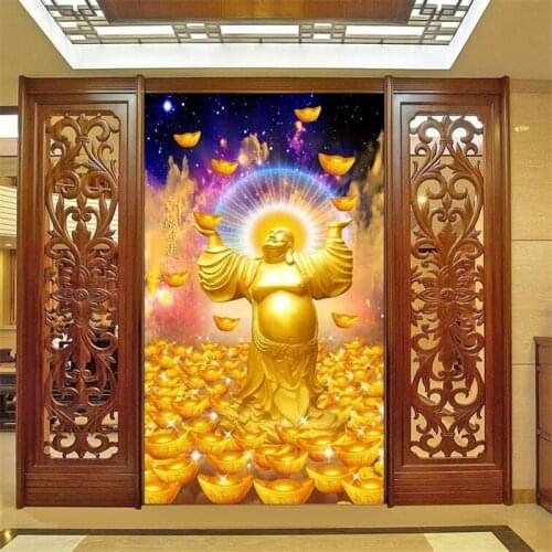 Wellyu Custom wallpaper 3D photo mural обои Fortune Fortune Maitreya Buddha Chinese glazed entrance wallpaper 3d papel de parede