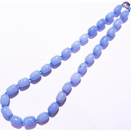 1 Strand/28Pcs 14x10mm Wholesale DIY Fashion Jewelry Blue Aventurine Barrel Shape Pendant Necklace Length 210mm S1098