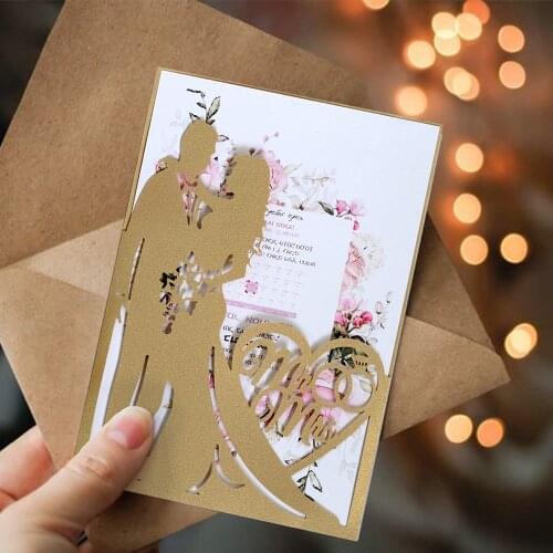 1pc 180*120mm Wedding Invitations Card Valentines Day Mariage Greeting Cards Blessing or To The One I Love The Most Valentine