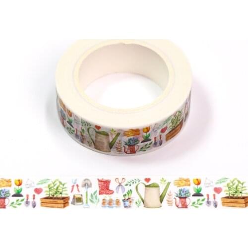 15mm*10m Watercolor Garden Tools Masking Washi Tape Decorative Adhesive Tape Diy Scrapbooking Sticker Label Stationery