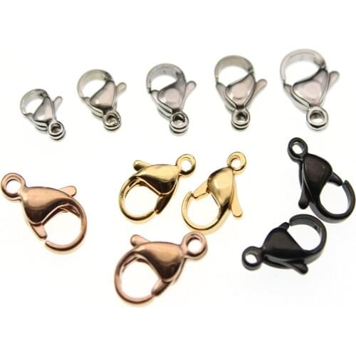 20pcs Gun black Rose Gold Stainless Steel Lobster Clasps Hooks End Bracelet Connectors Clasps For DIY Necklace Jewelry Making