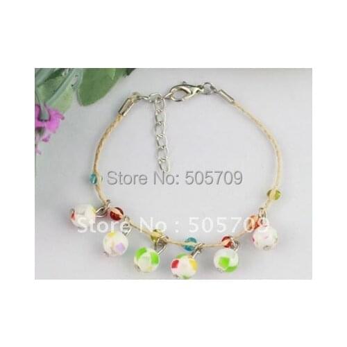 24PCS Lampwork glass Bead Lucky Raffia Bracelets #21695