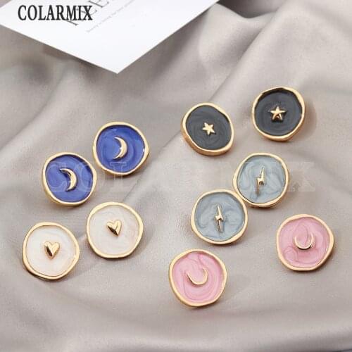 8Sets Jewelry round shape enamel jewelry sets New Fashion Moon Earrings light dripping Earrings