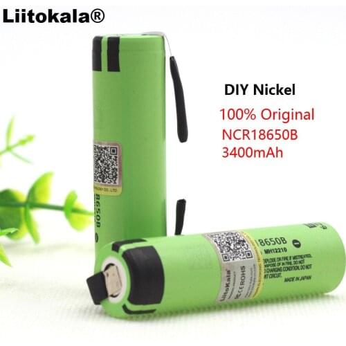 2PCS Liitokala brand new original NCR18650B 3.7V 3400mAh rechargeable battery 18650 lithium battery + DIY nickel