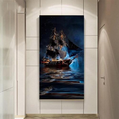 Diamond Painting Sailboat sailing on the sea with little stars Kit Diamond Embroidery Full Square Rhinestones Art Decor A865