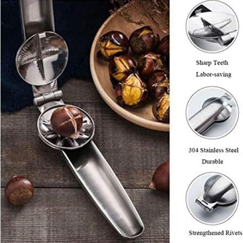 Free Shipping Walnut Clip Kitchen Gadget Household Nut Opener Cutter Stainless Steel Chestnut Opener Chestnut Plier Kitchen Tool