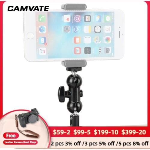 CAMVATE 360° Swivel Dual Mini Ball Head With 1/4" Male Connector & Wall Mount Base For Monitor/Flashlight/Smartphone Mounting