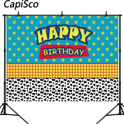 Capisco Happy Birthday Toy Backdrop Cartoon Story Banner Party Photography Background Newborn Baby Cake Table Decors Photo Booth