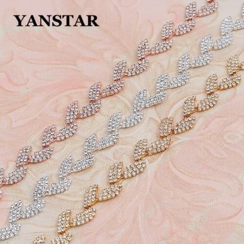 YANSTAR 1Yard Single Row Rhinestone Chain Close Set Rhinestone Cup Chain Hot fix Strass YS946