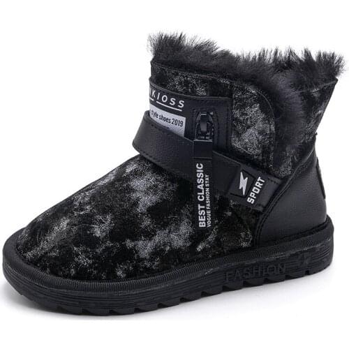 Children Martin Boots Boys Girls PU Leather Waterproof Boots Winter Kids Snow Boot Warm Plush Shoes Toddler/Big Kid Sneakers