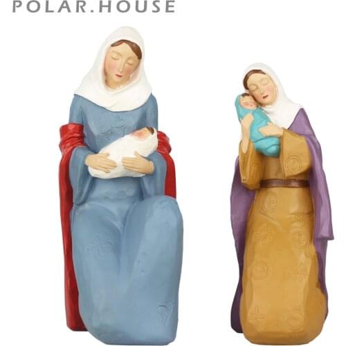 Catholic Religious Blessed Virgin Mary Statues Jesus Sacred Heart Figurine Living Room Resin Sculpture Home Decoration Miniature