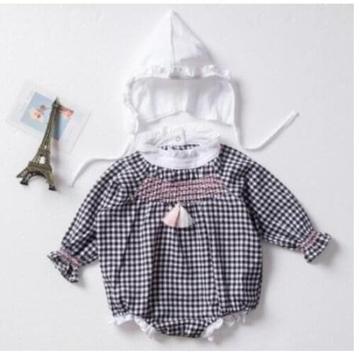 Spring Summer Baby Boy Girl Long Sleeve Grid Rompers Baby Boy Girl Rompers Baby Rompers Infant Boy Girl Cotton Clothes