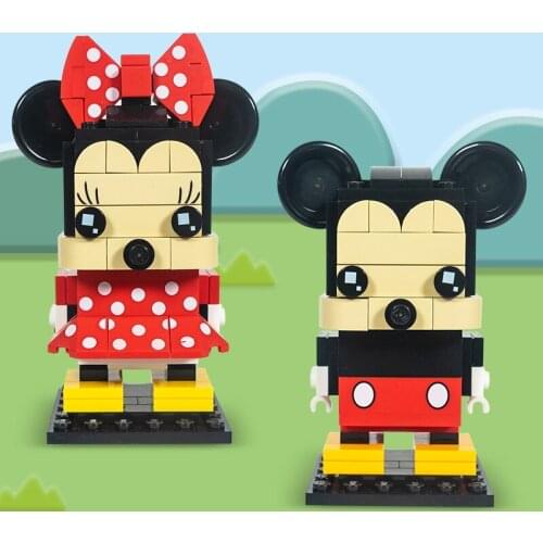Disney Anime Cartoon Blocks Mickey Minnie Cartoon Characters Creative Building Blocks DIY Model Toys For Children Gift