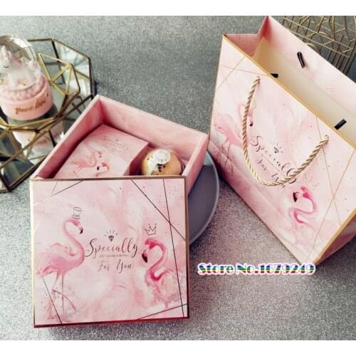 Pink Flamingo pattern Mooncake Candy Box, biscuit Cake box,Party Wedding Favors giveaway Gift Boxes 50pcs/lot
