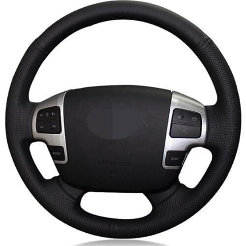 Car Steering Wheel Cover DIY Black Genuine Leather For Toyota Land Cruiser 2008-2015 Tundra 2007- 2013 Sequoia 2008-2013