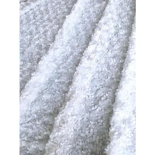 Beautiful white color 3d flower Embroidered Cord Lace Fabric for bridal dress Nigerian french net Lace