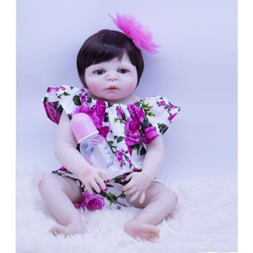 NPK 55cm princess Girl Doll Full Silicone Body Lifelike Bebes Reborn Bonecas big eyes Baby bath Toy High quality Non-toxic gift