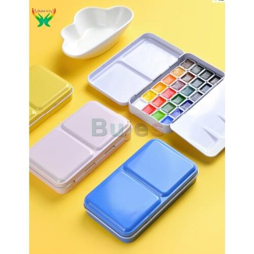 Mijello 1ml 24 color suit iron box solid watercolor beginner art student white/blue/yellow/pink iron box suit art supplies