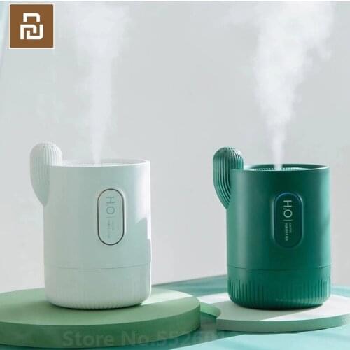 Mini Wireless Cactus Humidifier USB Charging Creative Portable Aroma Diffuser with Atmosphere Lamp Air Atomizer