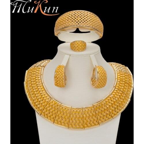 MuKun fashion African beads jewelry sets for women wedding Vintage Dubai gold jewellery sets luxury Italian jewelry designers