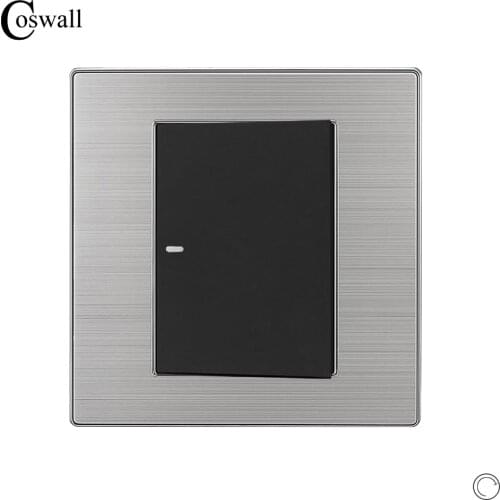 COSWALL 1 Gang Reset Momentary Contact Luxury Switch Push Button Wall Switch Stainless Steel Panel