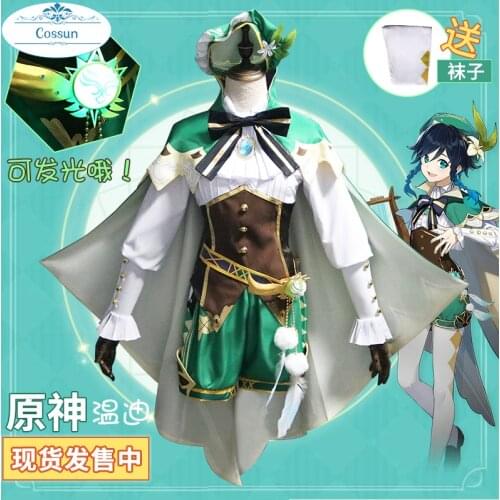 NEW Game Genshin Impact Venti Cosplay Costume Adult Men Women Uniform Wig Full Set Halloween Outfit