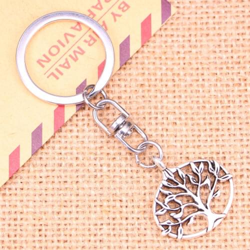 20pcs New Fashion Keychain 27*27 mm life tree Pendants DIY Men Jewelry Car Key Chain Ring Holder Souvenir For Gift