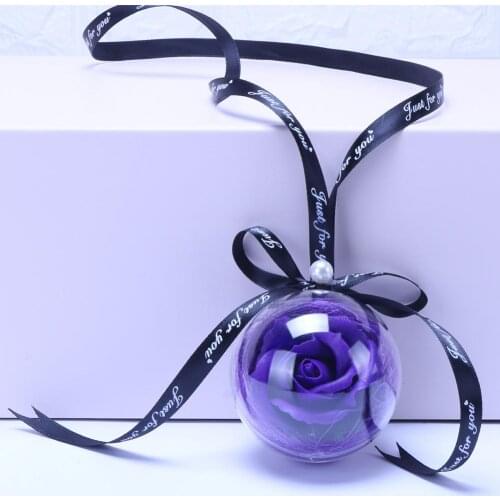 New Transparent Rose Soap Flower Ball Car Hanging Pendant Ornament Auto Accessories