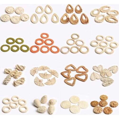 2-5 Pieces 11-49 mm Rattan Earring Charm Natural Corn Straw Woven Jewelry Accessory Pendant Handmade Bamboo Braid For DIY Making