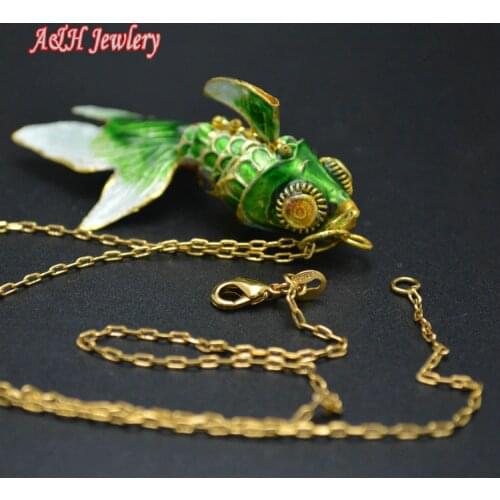 1PC Lovely Goldfish Pendant Necklace Many Colors Fashion Women Jewelry Blue Green Brown