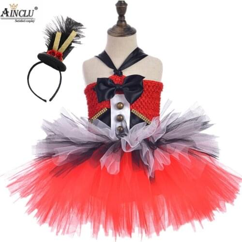Punk Rock Girls Tutu Dress Cute Girls Birthday Party Dress Kids Christmas Halloween Circus Ringmaster Fancy Dress Costume 1-8Y
