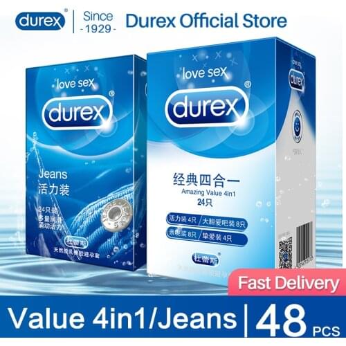 Durex Condoms 52mm Ultra Thin Natural Latex Penis Cock Sleeve Mixed 4 Types Pleasures Extra Lubricated Condom Sex Toys For Men