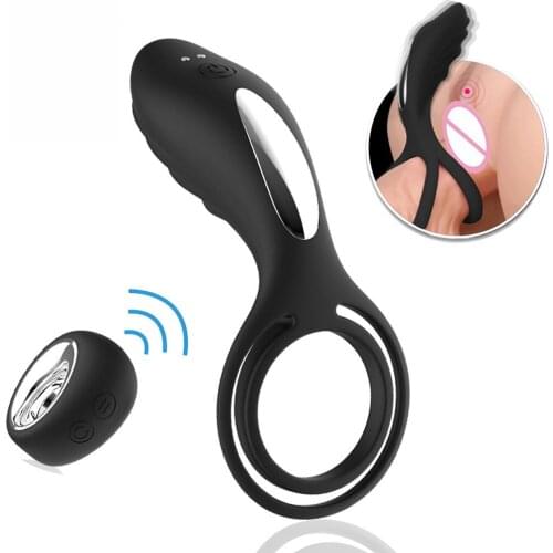 Remote Control Penis Delay Ejaculation Cock Vibrating Ring Dual Penetration G Spot Stimulator Dildo Vibrator Sex Toys For Men