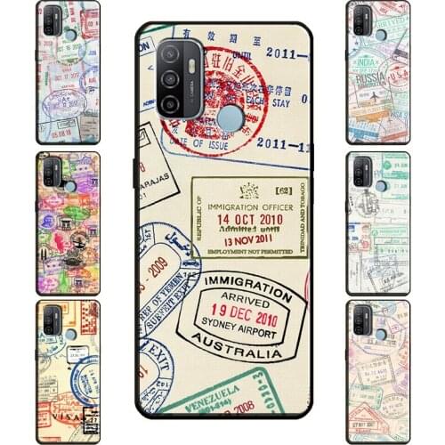 Retro Post Card Passport Stamps Phone Case For OPPO A91 A83 A15 A31 A53 A5 A9 2020 A1K A3S A5S A52 A72 A92 Reno 2 Z 4 Pro