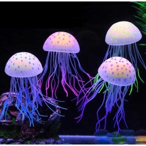 Silicone Artificial Jellyfish Glow In The Dark Swim Fish Tank Aquarium Decoration Accessorie SN1255