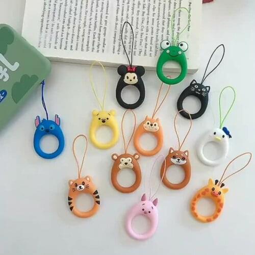 Cartoon Mickey Silicone phone strap lanyard Silicone Phone Key Pendant Mobile Phone Strap ring strap for iPhone Huawei Samsung