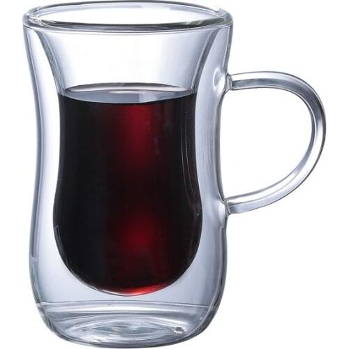 100ML Double Layer Glass Breakfast Glass Creative Whiskey Glass Beer Brandy Vodka Cup Anti-scalding Tea Cup Coffee Cup Milk Cup