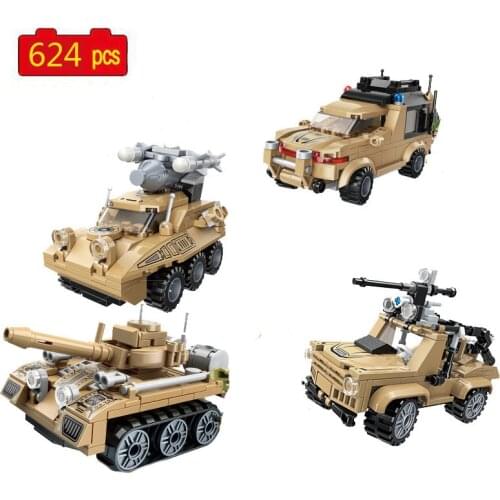 WW2 Military Series World War II Tank Armored Vehicle Off-Road Vehicle DIY Model Building Blocks Bricks Toys Gifts