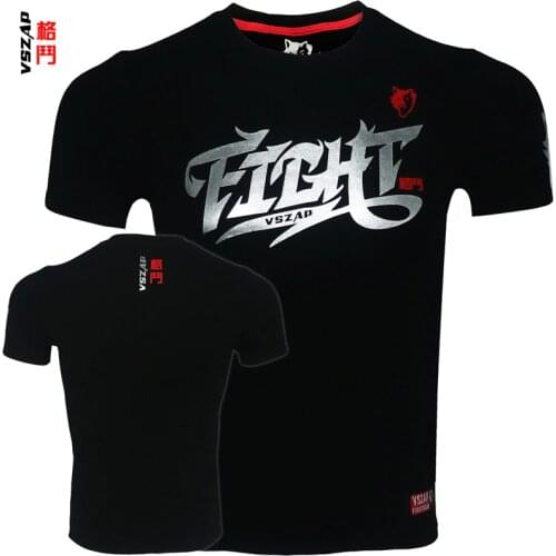 Vszap MMA WordArt Fitness Breathable Skinny Boxing shirts jerseys muay thai jiu jitsu t shirt mma rashguard boxeo kickboxing