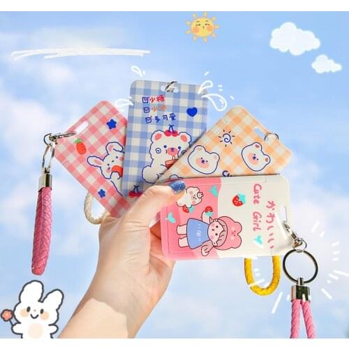 W&G Kawaii Card Holder Girl Heart Push Card Set Creative Student Meal Card Bus Card School Card Card Protective Cover