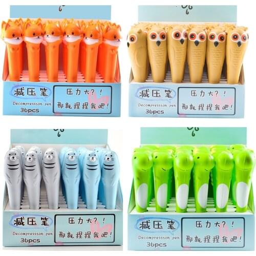 Funny Cute Gel Pens Squeeze Foam Spinning Kawaii Squishy Fidget School Writing Ballpoint Pen Stress Pressure Relief Thing Stuff