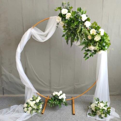 Iron Circle Wedding Birthday Arch Background Decoration Wrought Props Single Flower Outdoor Lawn Mesh Screen Road Guide