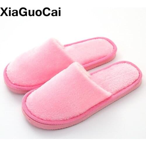 Autumn Winter Woman Home Slippers Indoor Bedroom Floor EVA Foam Plush Slippers Unisex Warn Furry Mute Couple Flip Flops 2020