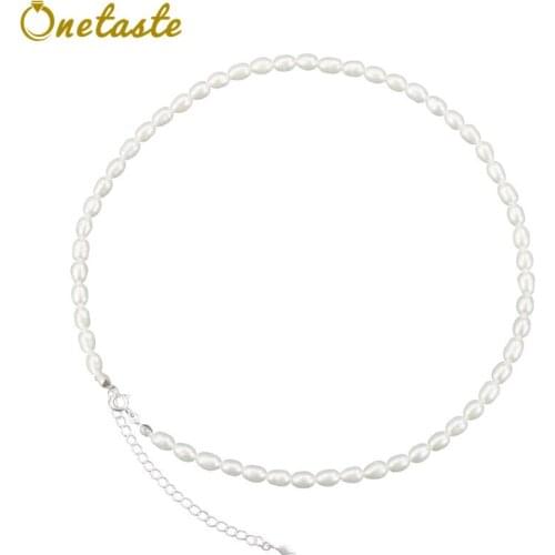 925 Sterling Silver Natural Small Pearl Bead Choker Necklace For Women Fashion Clavicle Chain Necklaces 2021 New Trend