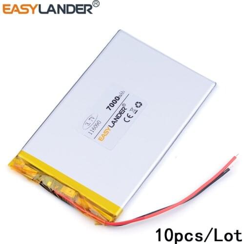 10pcs/Lot 3.7v lithium Li ion polymer rechargeable battery 116090 7000mAh GPS PSP DVD PAD e-book tablet pc power bank video game