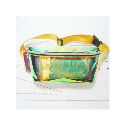 By dhl or ems 100pcs transparent belt bag hologram fanny pack women men clear waist bag laser funny pack holographic pouch bag