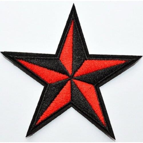 New ! Patch patches embroidered iron on backpack red star nautical black biker (Size is about 8.8 * 8.8 cm)